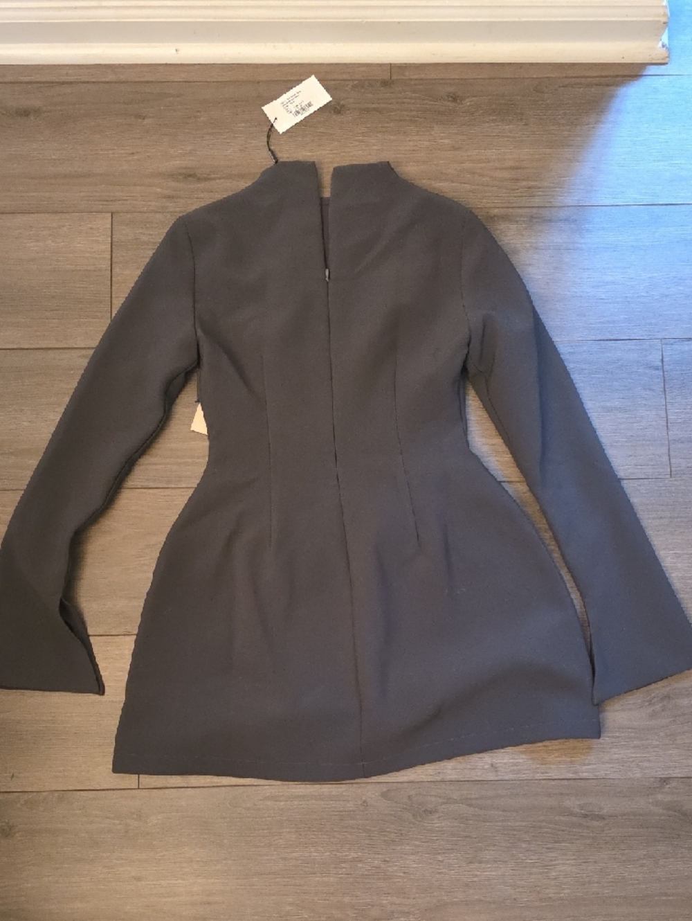 Charcoal Long-Sleeve Mini Dress - Picture 4 of 5